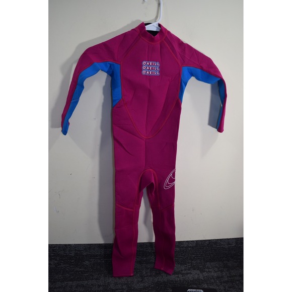 O'Neill Full Neoprene Wetsuit Swimsuit GIRLS 4 Pink Blue 50+ UV Fall Beach Time - Picture 1 of 14